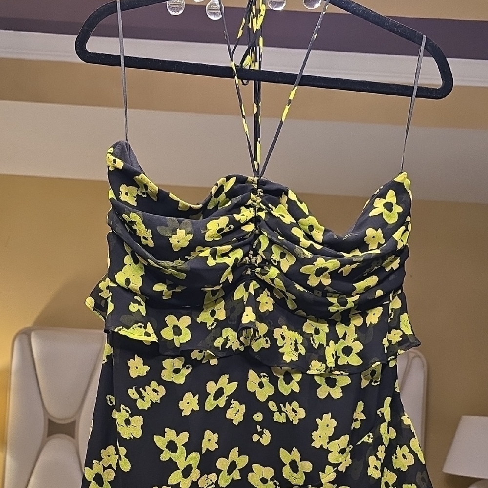 WAYF Strapless Dress with Green Floral Pattern XL - Picture 4 of 16